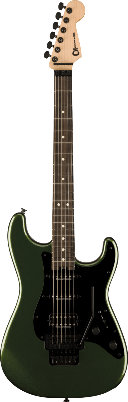 Full frontal of Charvel Pro-Mod So-Cal Style 1 HSS FR Lambo Green.