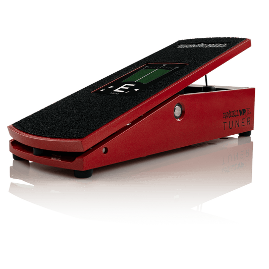 Front angle of Ernie Ball VPJR Tuner/Volume Pedal Red.