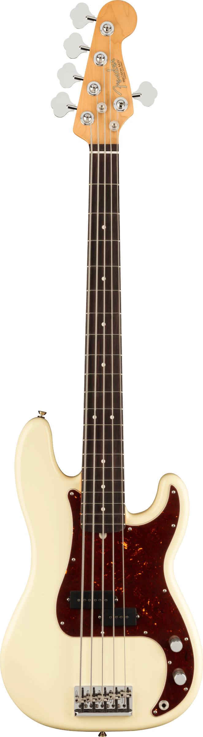 Full frontal of Fender American Professional II Precision Bass V RW Olympic White.