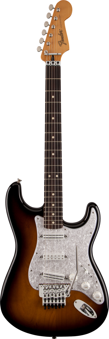 Full frontal of Fender Dave Murray Stratocaster HHH 2-Tone Sunburst.