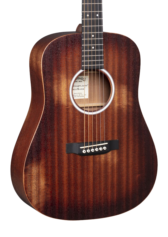 Front of Martin D Jr-10E Streetmaster Satin Sapele.