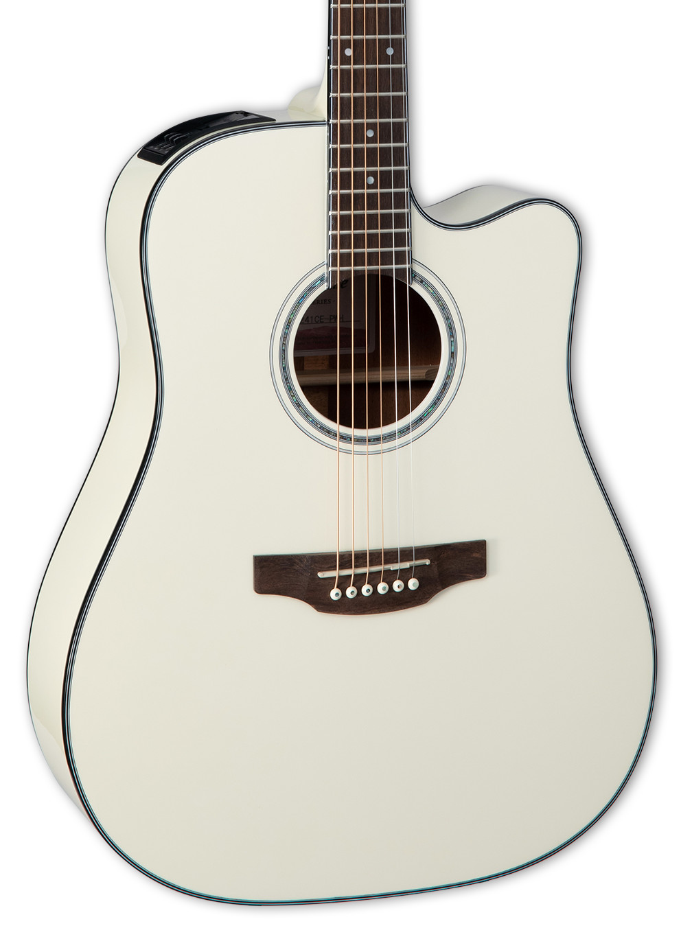 Front of Takamine GD-35CE PW Pearl White.