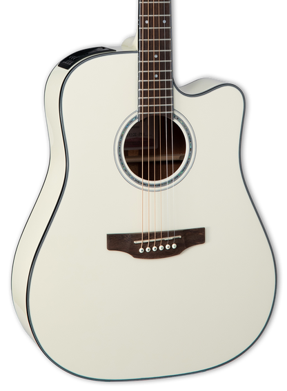 Front of Takamine GD-35CE PW Pearl White.