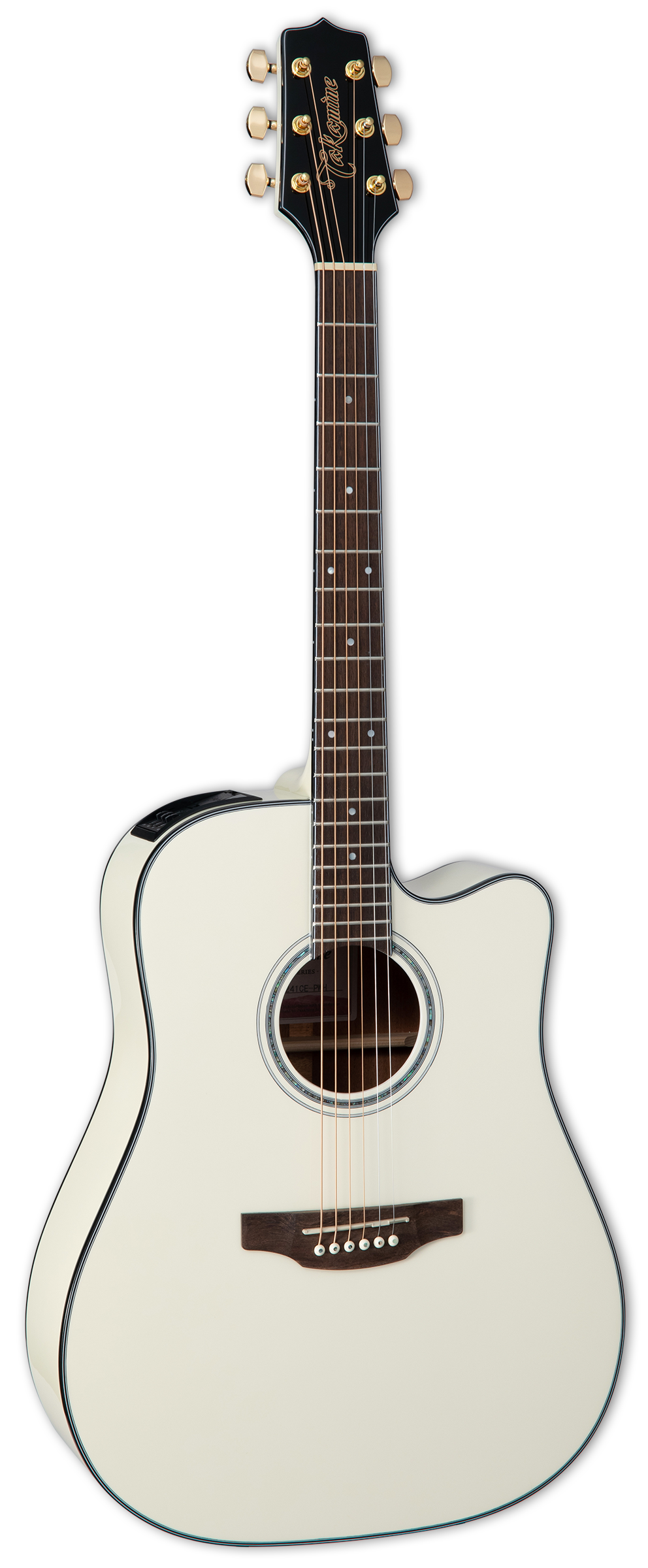 Full frontal of Takamine GD-35CE PW Pearl White.